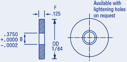 Flat Hubless Gear Blank 3/8 bore, 1/8 face 1.000-2.125 OD