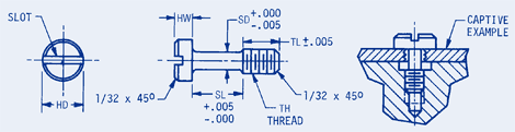 Captive Screw Slotted Head, Inch