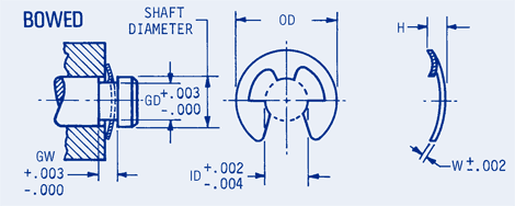 Retaining Rings Bowed, Inch