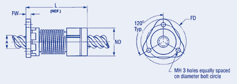 Low Drag Torque-Anti-Backlash Nut,Precision, Medium duty 3/8