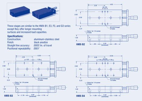 Linear Traslation Stages, .50 to 3.00