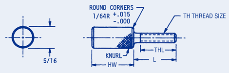 Knurled Thumb Screws Heavy Head 5/16 Head Size