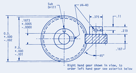 Helical Gears 48 Normal Pitch, .1873 Bore, .187 Face