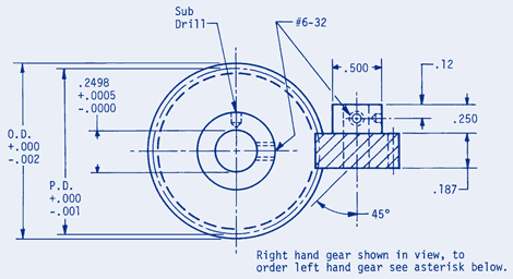 Helical Gears 48 Normal Pitch, .2498 Bore, .187 Face