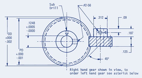 Helical Gears 64 Normal Pitch, .1248 Bore, .125 Face