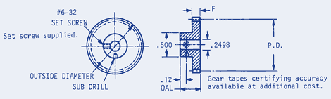 Spur Gear-Pin Hub 1/10 Circular Pitch