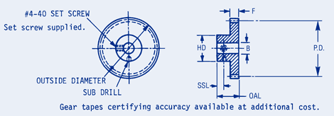 Spur Gear-Pin Hub 24 Pitch,3/16 & 3/8 Face