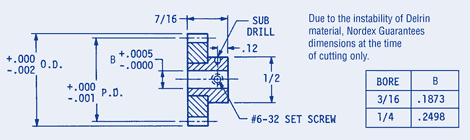 Spur Gear-Hub Style, Delrin® 64 Pitch 3/16 Face