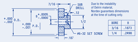 Spur Gear-Pin Hub, Delrin® 96 pitch