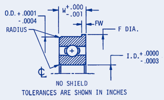 Precision Ball Bearings, Metric, Abec 3 flanged no Shield