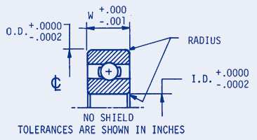 Precision Ball Bearings, Metric, Abec 7 unflanged, no Shield