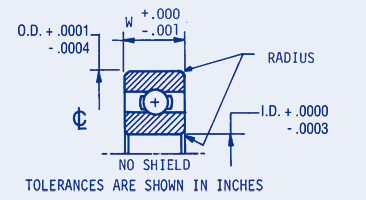 Precision Ball Bearings, Metric, Abec 3, unflanged no Shield