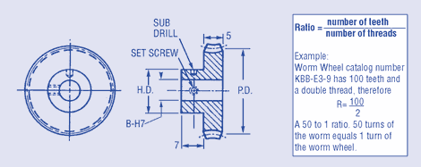 Worm Wheel, Pin Hub - 0,4 module