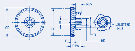 Spur Gear - Split Hub 1,0 Module, 5&10mm face, 5,8,10mm bore